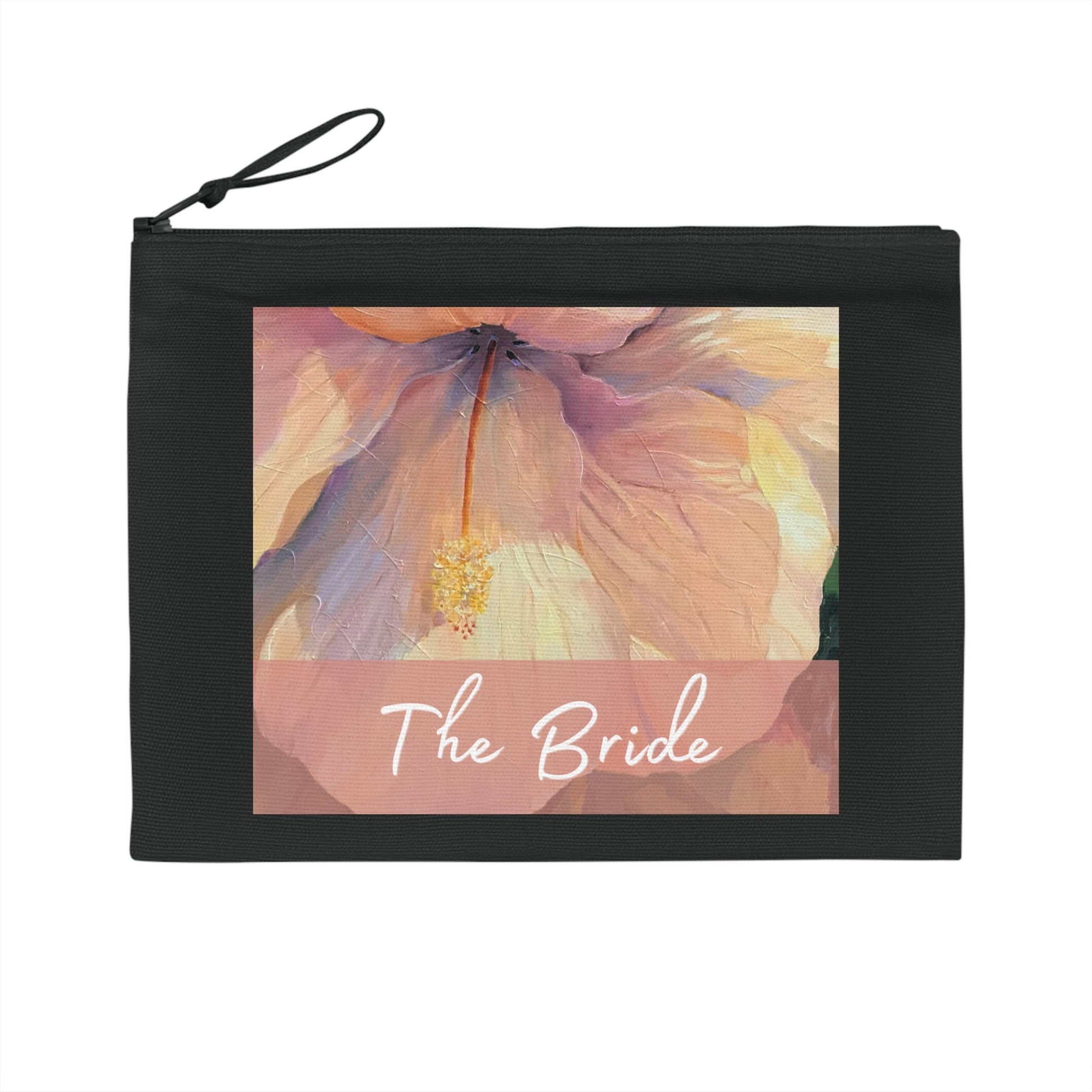 'Bride' Eco-Friendly Pouch I Bridal Collection I with 'Hibiscus' Original Artwork by American Artist Barbara Cleary-2