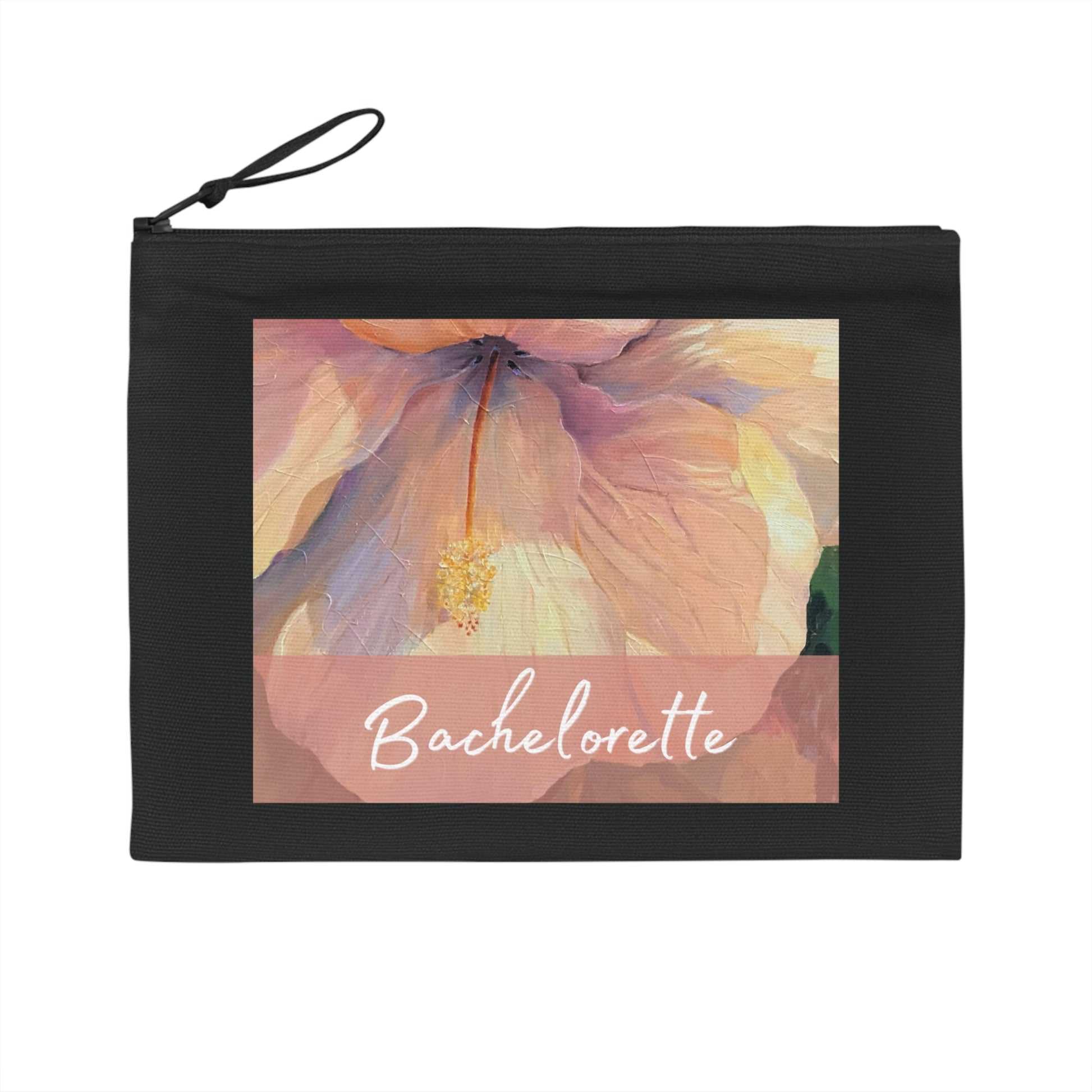 'Bachelorette' Eco-Friendly Pouch I Bridal Collection I with 'Hibiscus' Original Artwork by American Artist Barbara Cleary-2