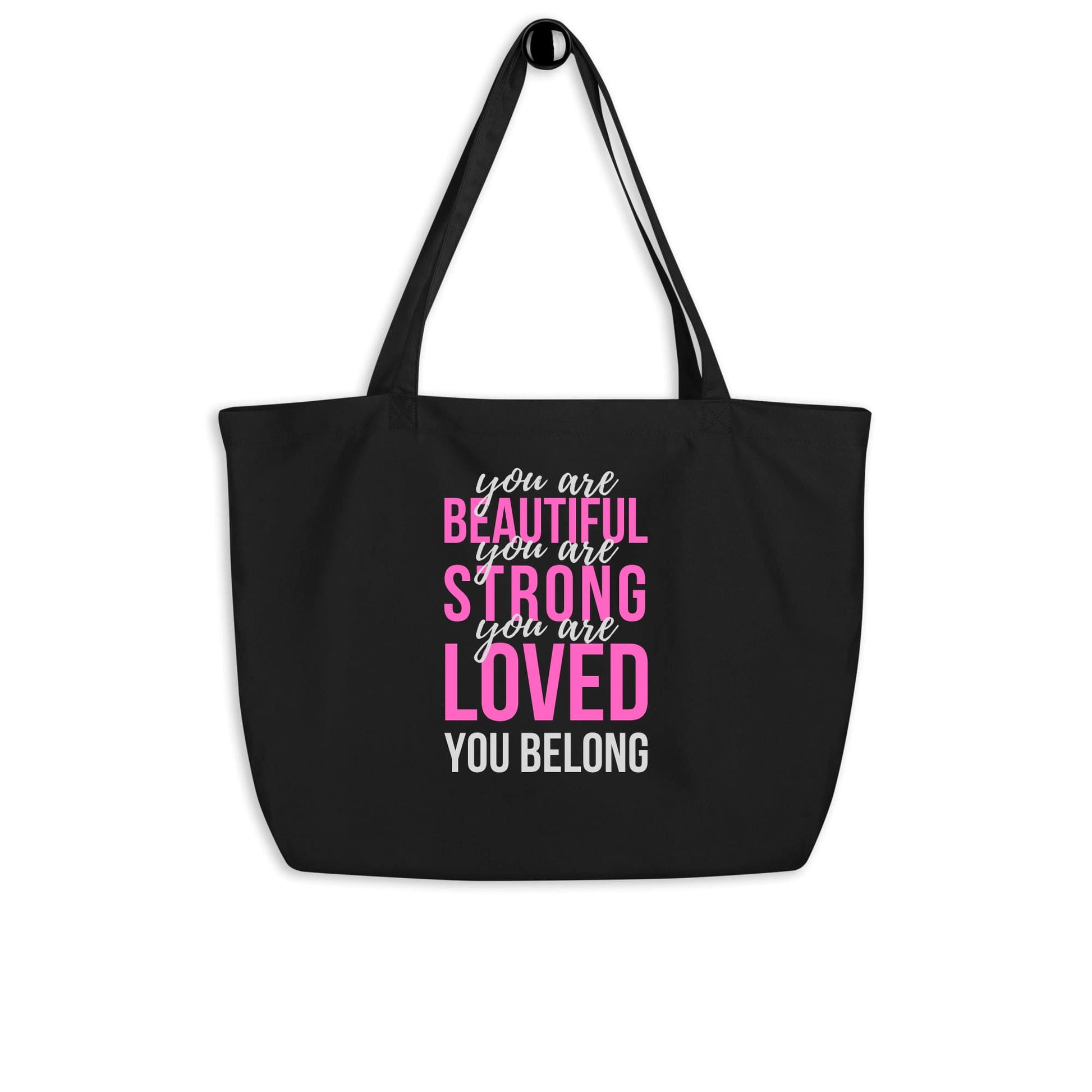 Large Canvas Tote Bag - you are Beautiful Strong Loved - Inspiration Affirmation-0