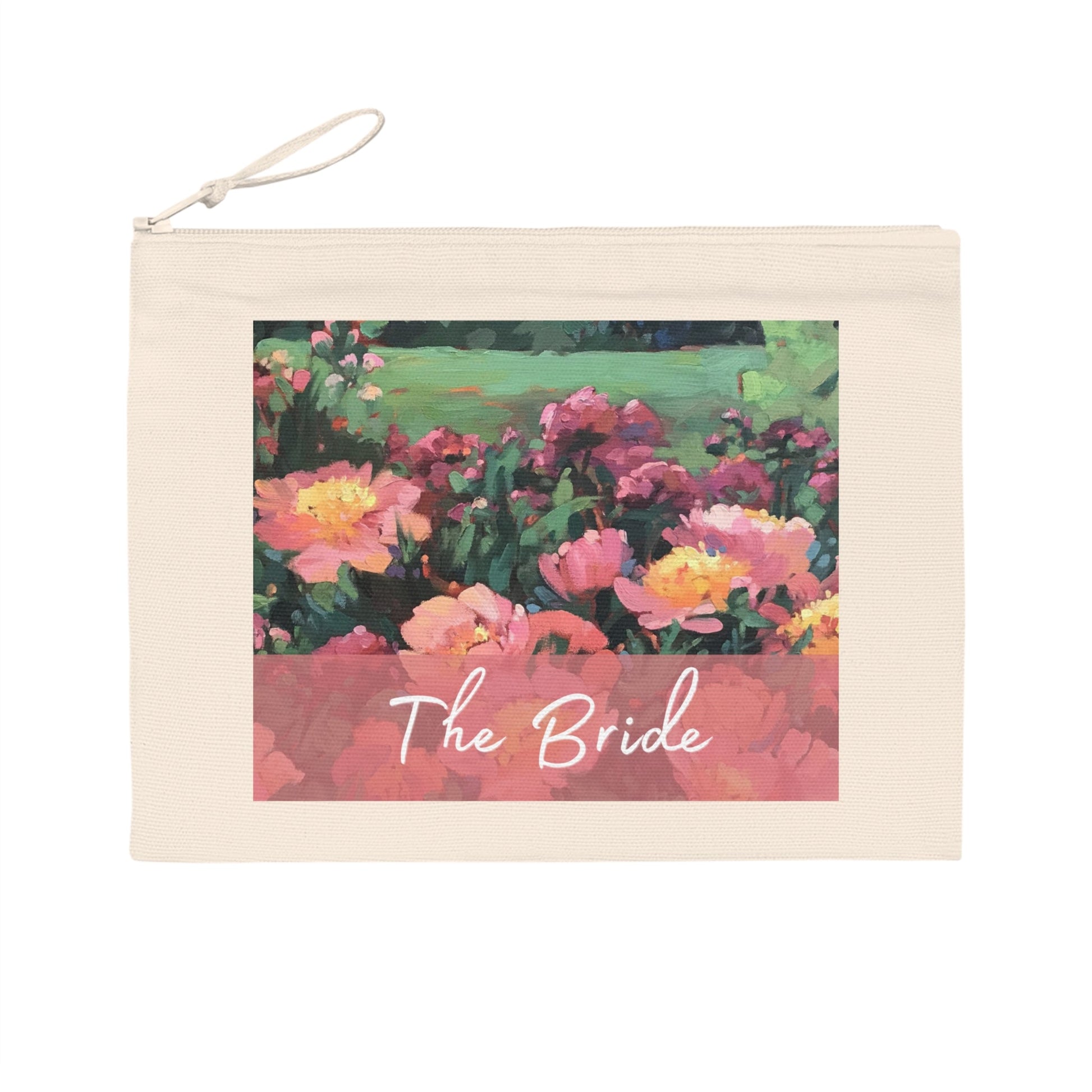 'Bride' Eco-Friendly Pouch I Bridal Collection I with 'Pink Princess' Original Artwork by American Artist Barbara Cleary-0