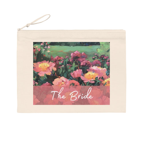 'Bride' Eco-Friendly Pouch I Bridal Collection I with 'Pink Princess' Original Artwork by American Artist Barbara Cleary-0
