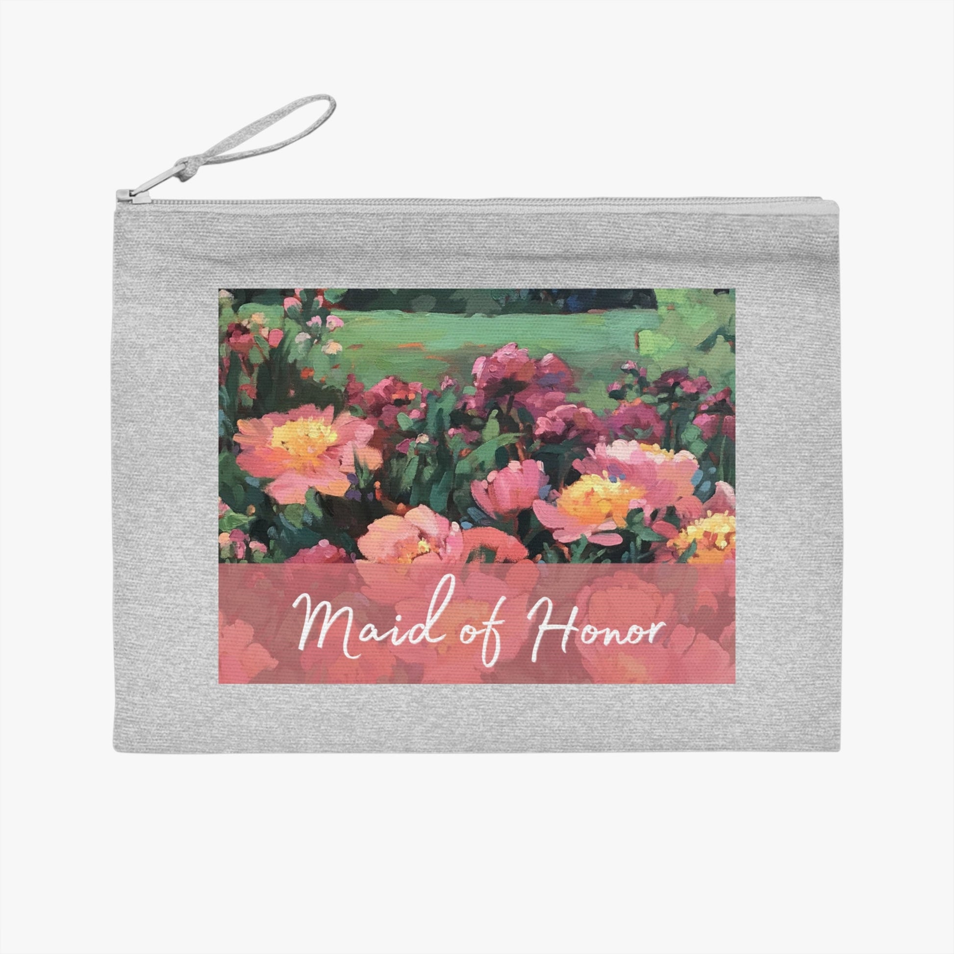 'Maid of Honor' Eco-Friendly Pouch I Bridal Collection I with 'Pink Princess' Original Artwork by American Artist Barbara Cleary-1