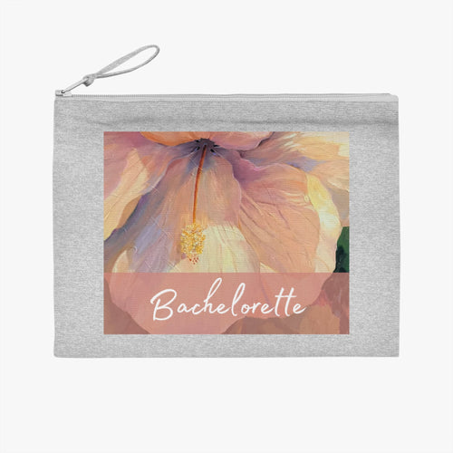 'Bachelorette' Eco-Friendly Pouch I Bridal Collection I with 'Hibiscus' Original Artwork by American Artist Barbara Cleary-1