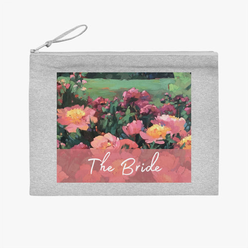 'Bride' Eco-Friendly Pouch I Bridal Collection I with 'Pink Princess' Original Artwork by American Artist Barbara Cleary-1