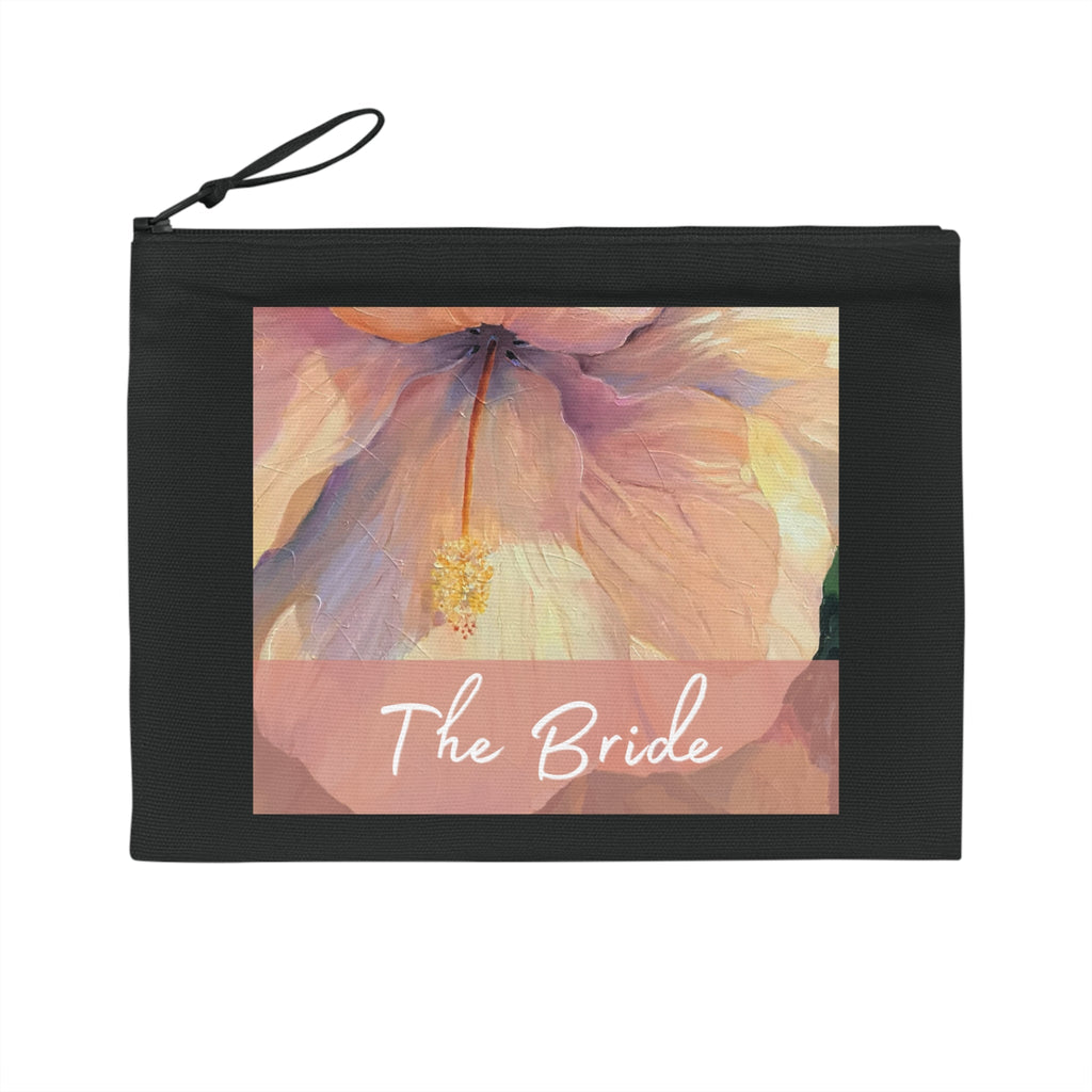 'Bride' Eco-Friendly Pouch I Bridal Collection I with 'Hibiscus' Original Artwork by American Artist Barbara Cleary-2
