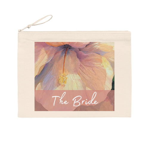 'Bride' Eco-Friendly Pouch I Bridal Collection I with 'Hibiscus' Original Artwork by American Artist Barbara Cleary-0