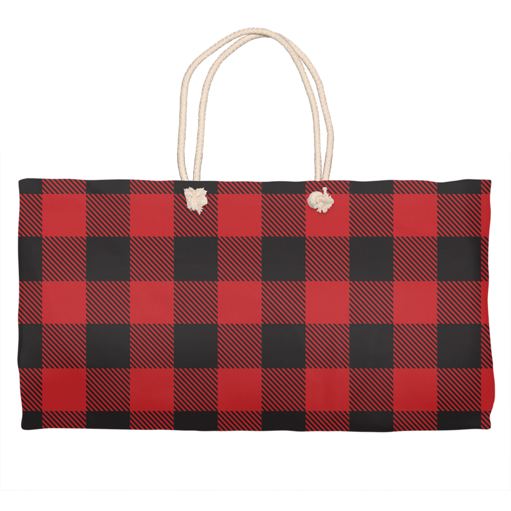 Buffalo Plaid Weekender Tote-1