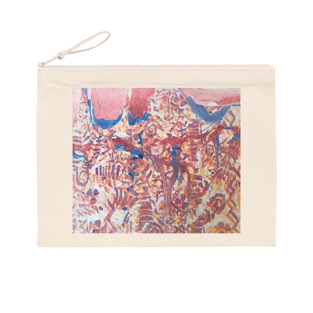 Eco-Friendly Pouch with 'Abstract Fusion' Abstract I Original Artwork by American Artist Barbara Cleary-0