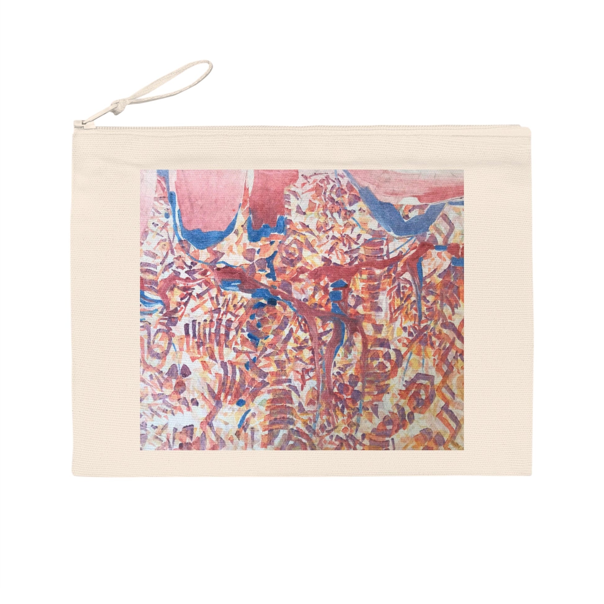 Eco-Friendly Pouch with 'Abstract Fusion' Abstract I Original Artwork by American Artist Barbara Cleary-0