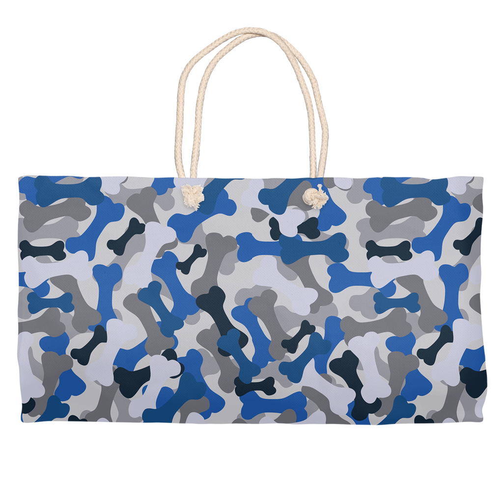 Bone Camo Blue Weekender Tote-1
