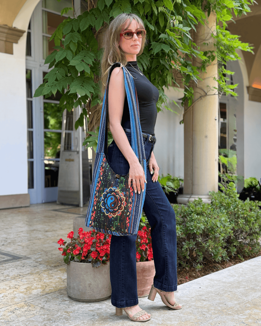Kathmandu Collection Yin Yang Print Hobo Bag-2