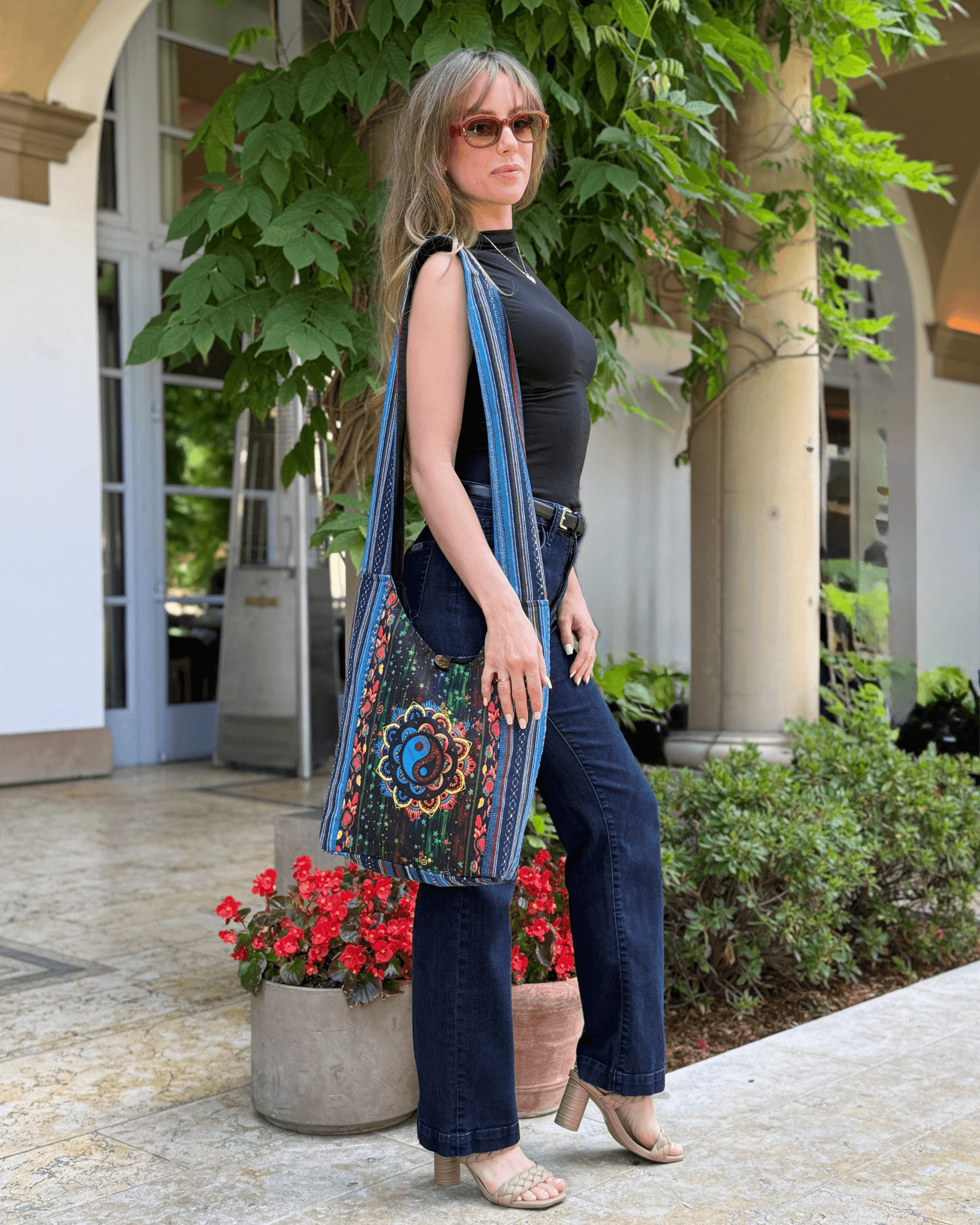 Kathmandu Collection Yin Yang Print Hobo Bag-2