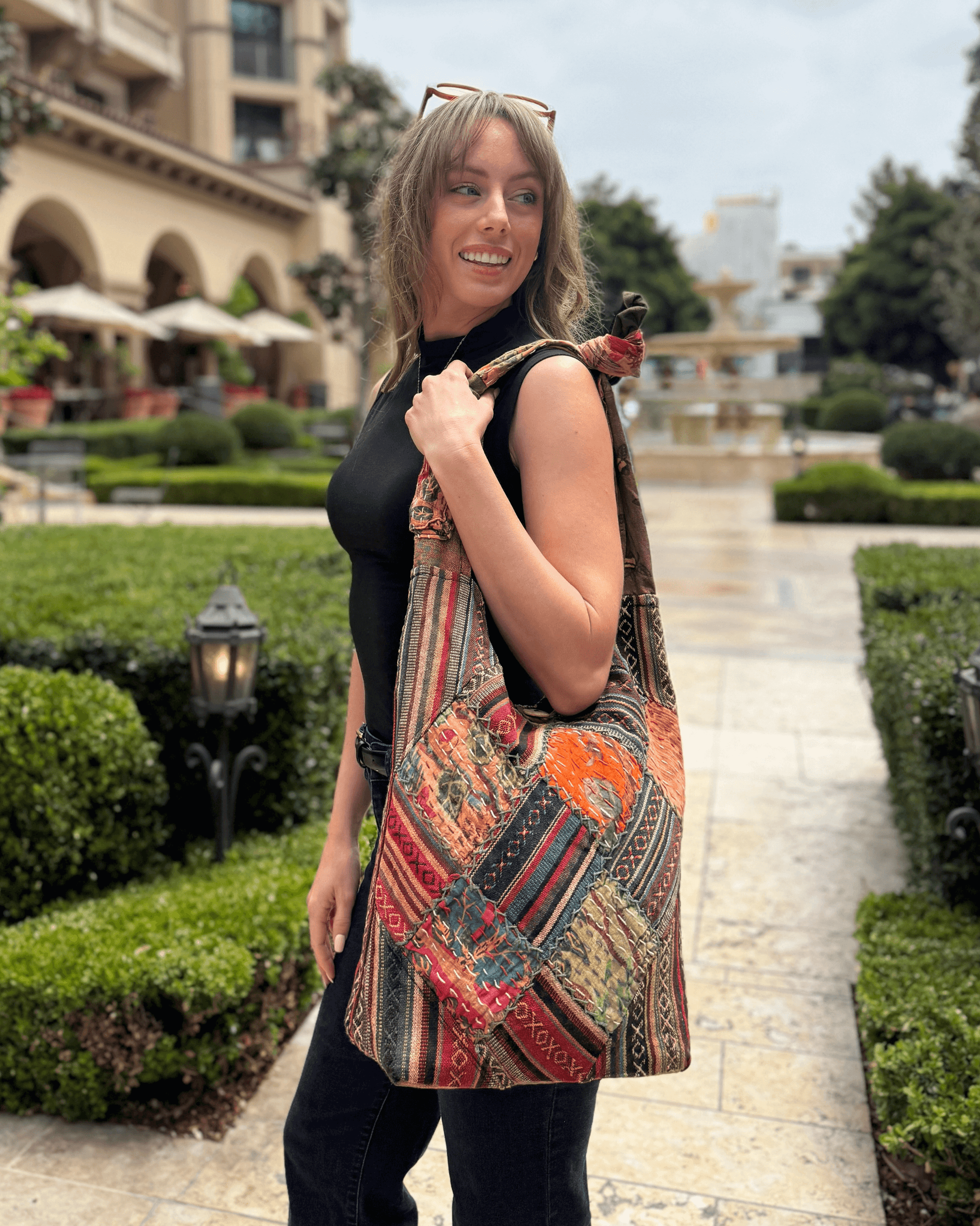 Kathmandu Collection Quilted Patchwork Hobo Bag-2