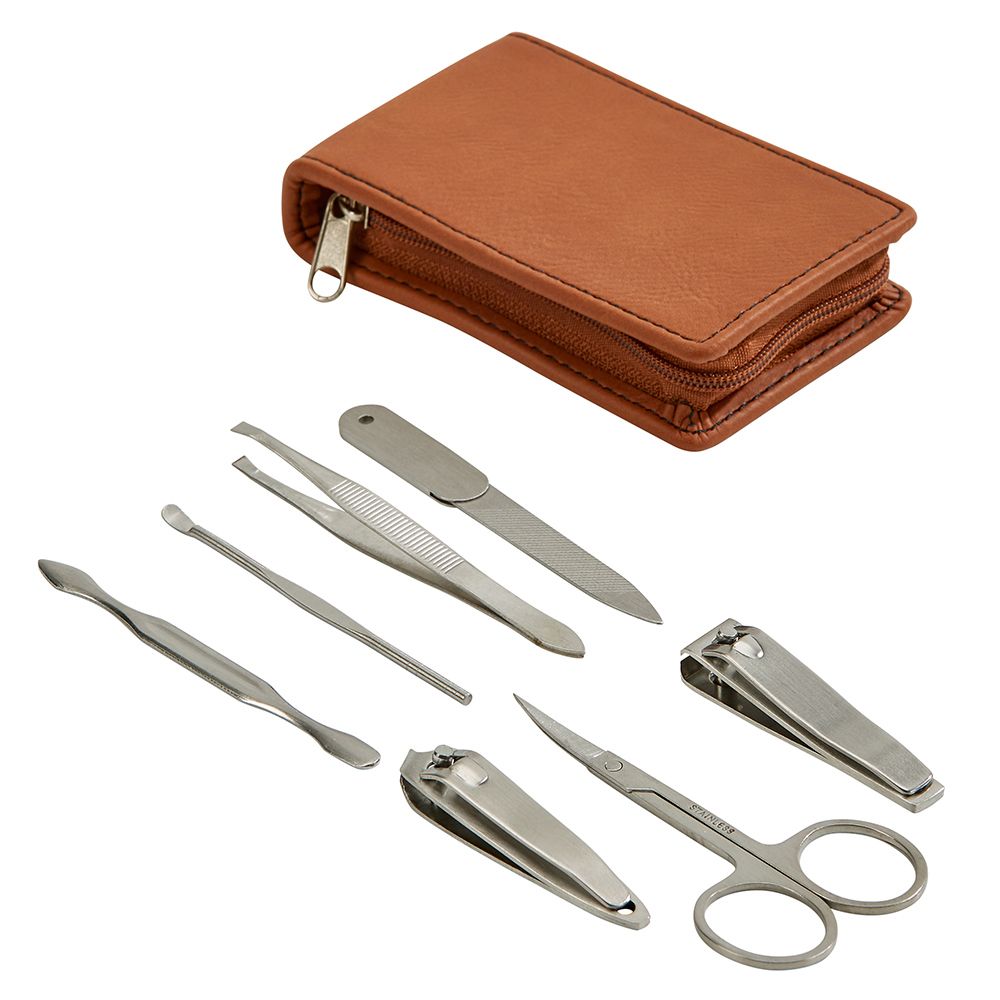 Leatherette Manicure Set, Caramel 4.25" X 2.5"-1