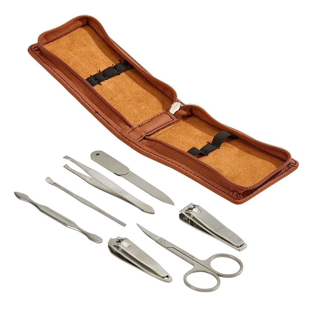 Leatherette Manicure Set, Caramel 4.25" X 2.5"-2