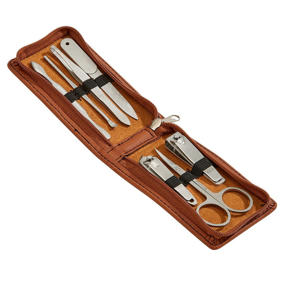 Leatherette Manicure Set, Caramel 4.25" X 2.5"-3