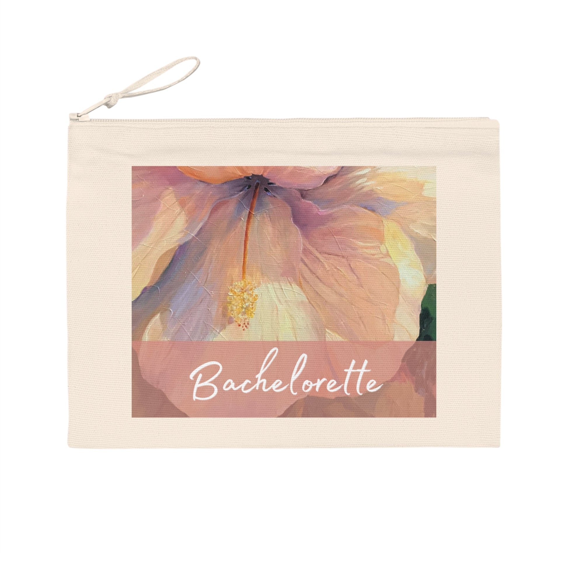 'Bachelorette' Eco-Friendly Pouch I Bridal Collection I with 'Hibiscus' Original Artwork by American Artist Barbara Cleary-0