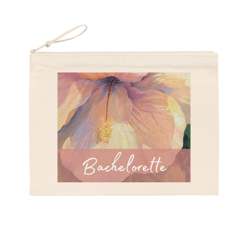 'Bachelorette' Eco-Friendly Pouch I Bridal Collection I with 'Hibiscus' Original Artwork by American Artist Barbara Cleary-0