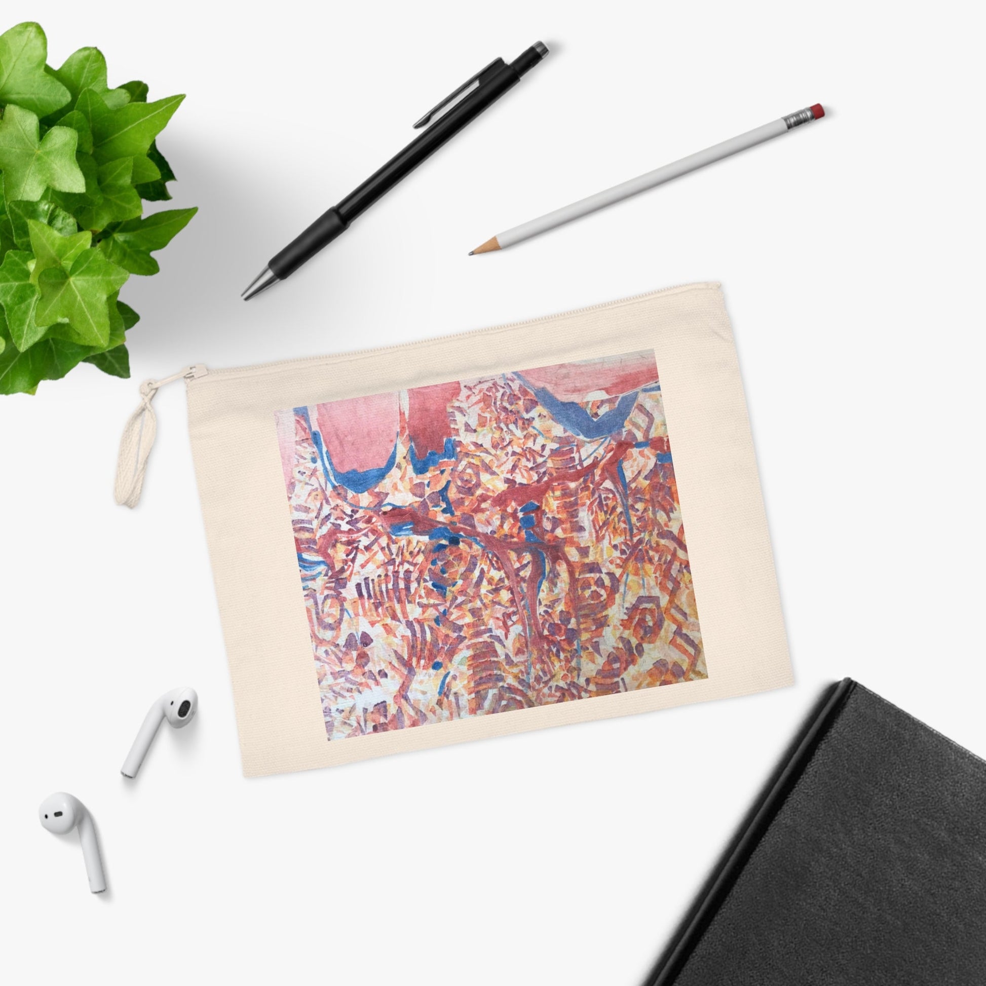 Eco-Friendly Pouch with 'Abstract Fusion' Abstract I Original Artwork by American Artist Barbara Cleary-2