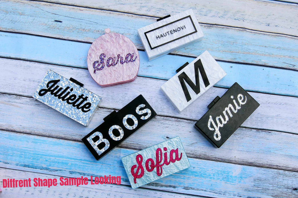 Custom Nameplate Lucite Acrylic Box Clutch Purses-Large Size-1