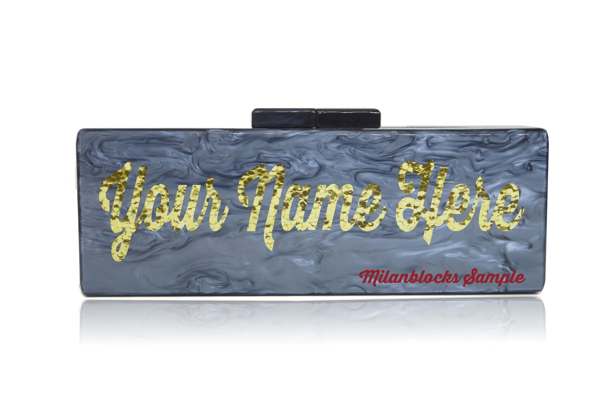 Custom Nameplate Lucite Acrylic Box Clutch Purses-Large Size-0