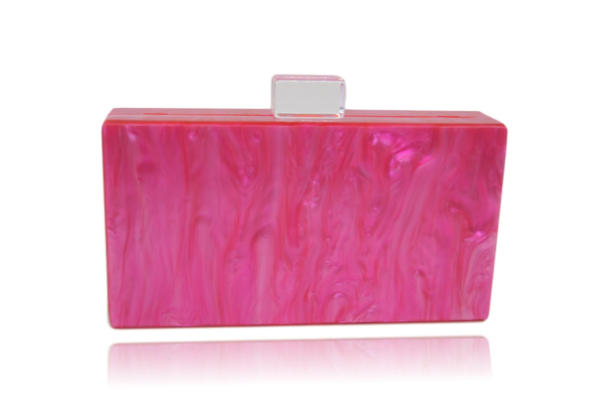 Electric Hot Pink Mother of Pearl Acrylic Box Clutch-0