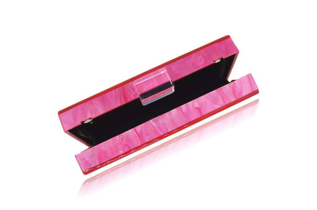 Electric Hot Pink Mother of Pearl Acrylic Box Clutch-1
