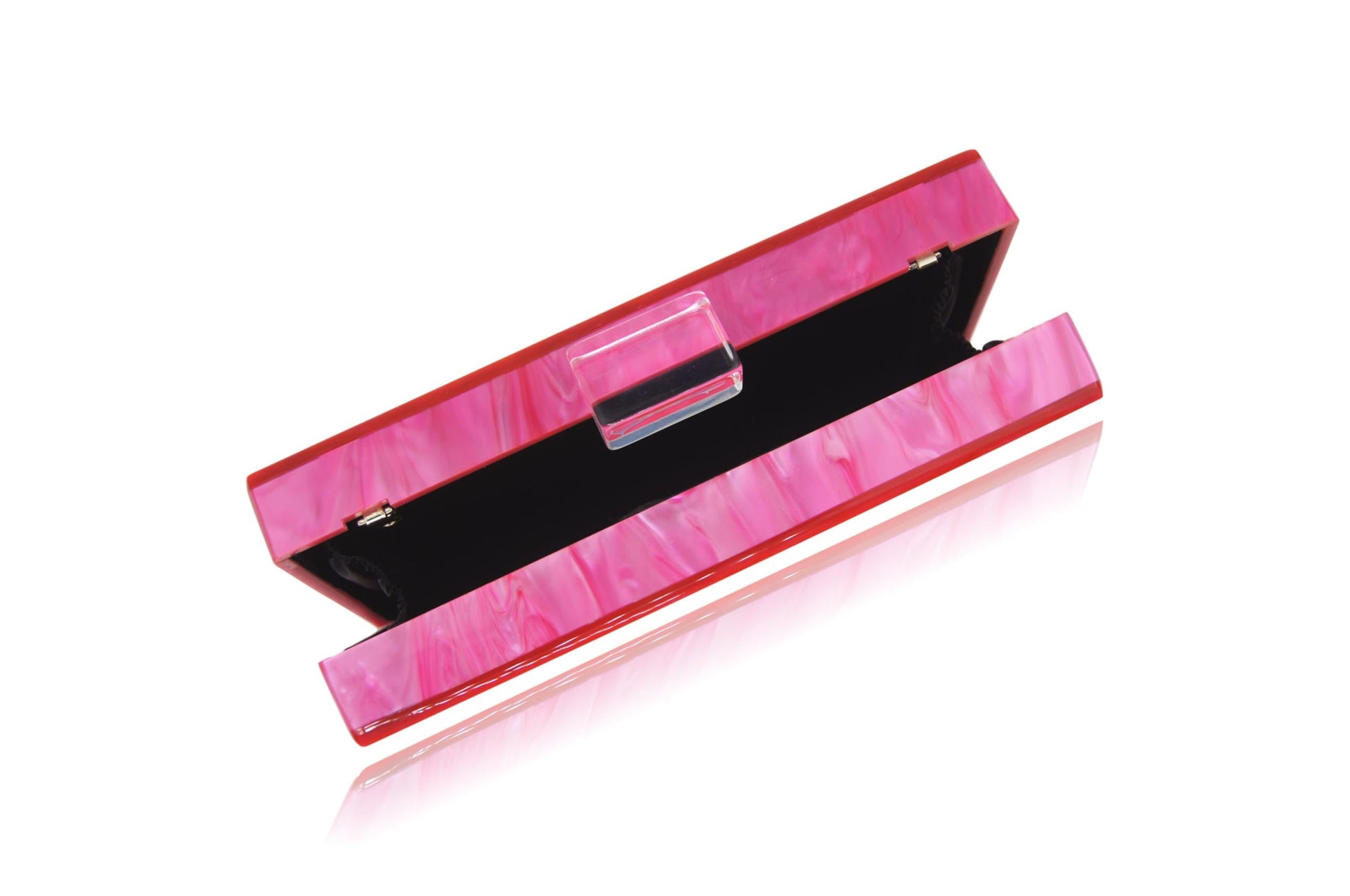 Electric Hot Pink Mother of Pearl Acrylic Box Clutch-1