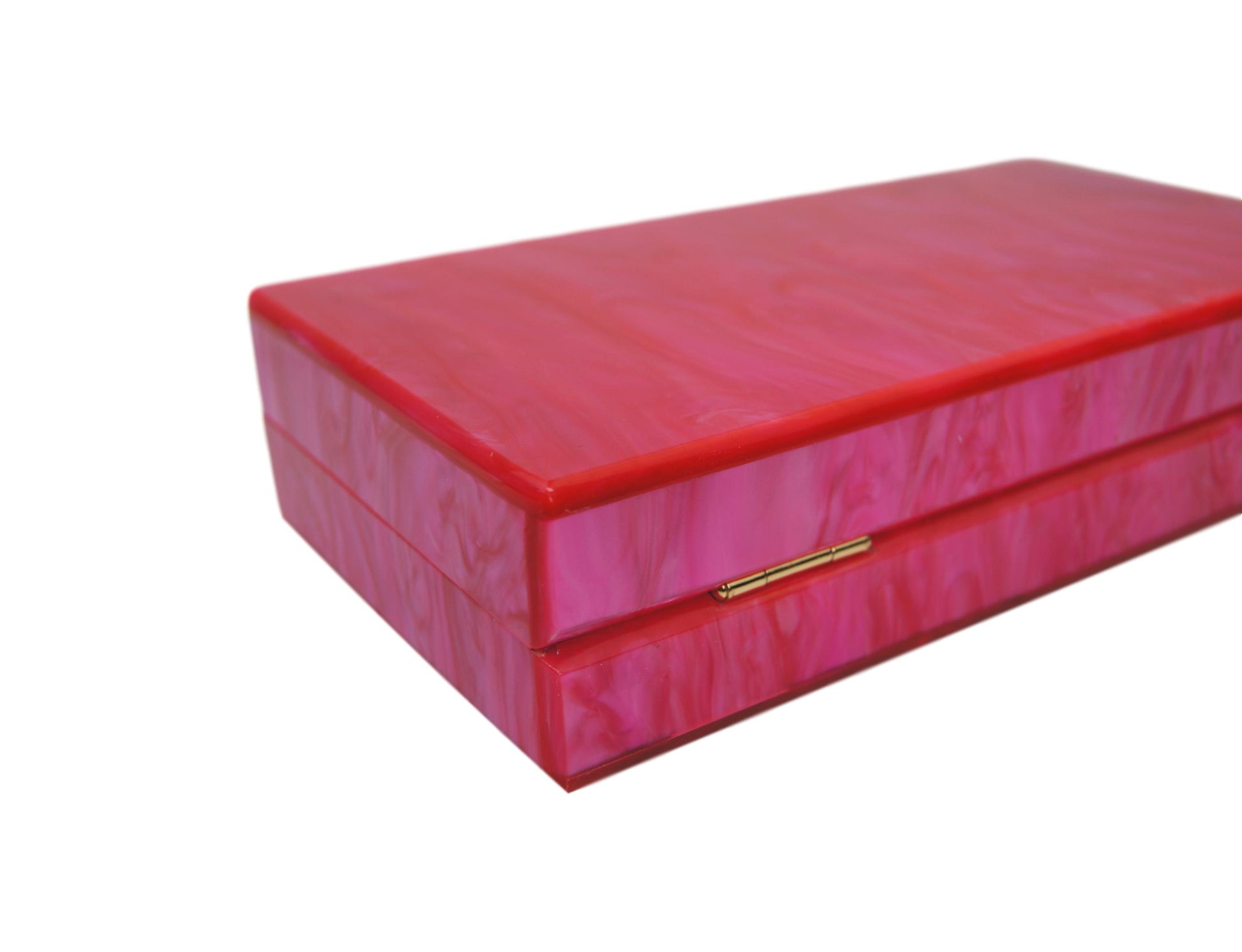 Electric Hot Pink Mother of Pearl Acrylic Box Clutch-2