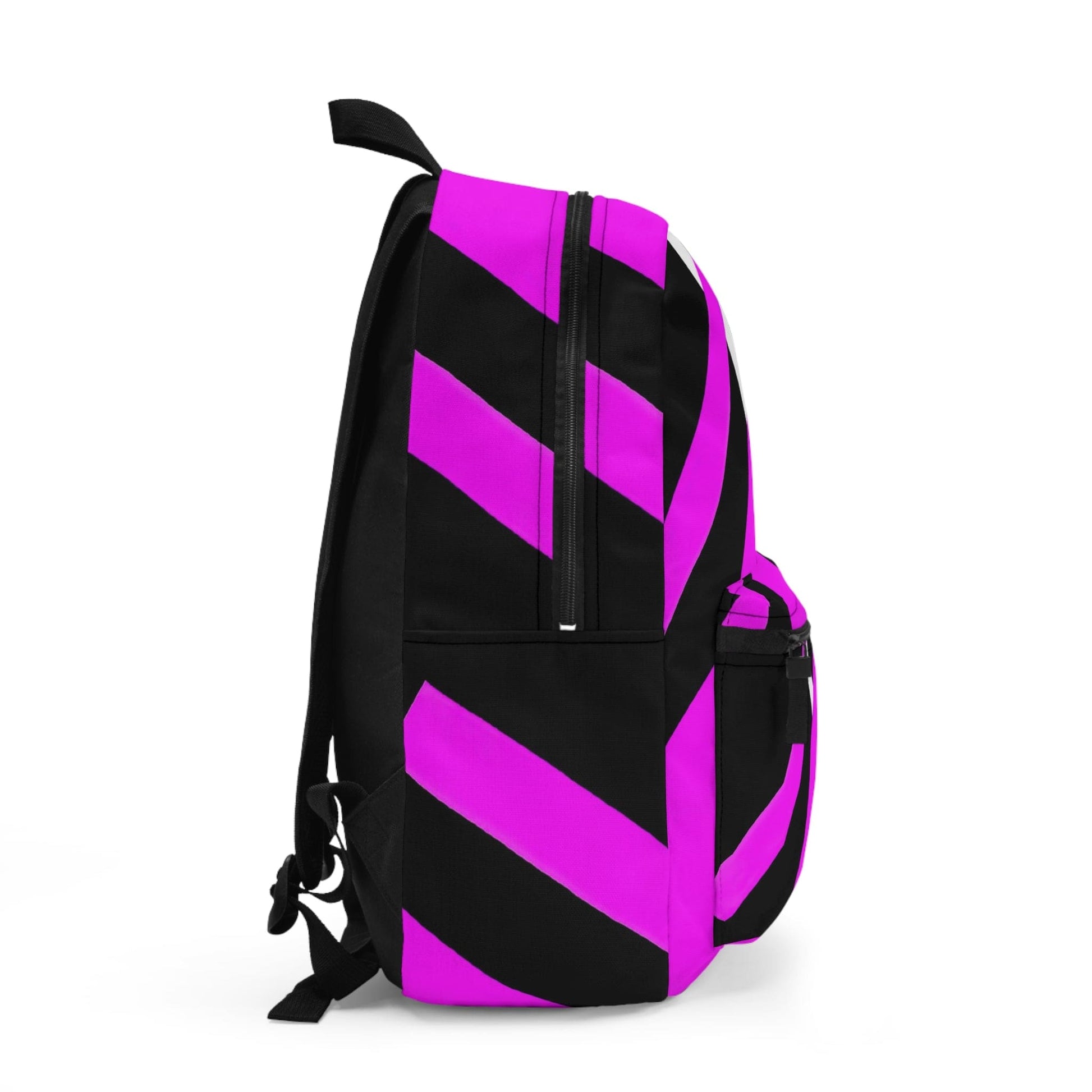 Backpack - Large Water-resistant Bag - Black and Pink Geometric Pattern-1