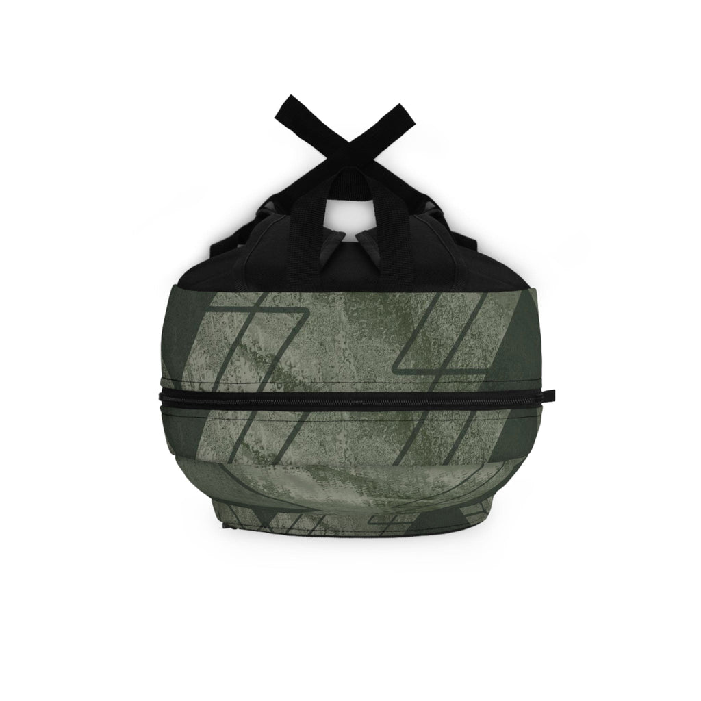 Backpack - Large Water-resistant Bag - Olive Green Triangular Colorblock-3