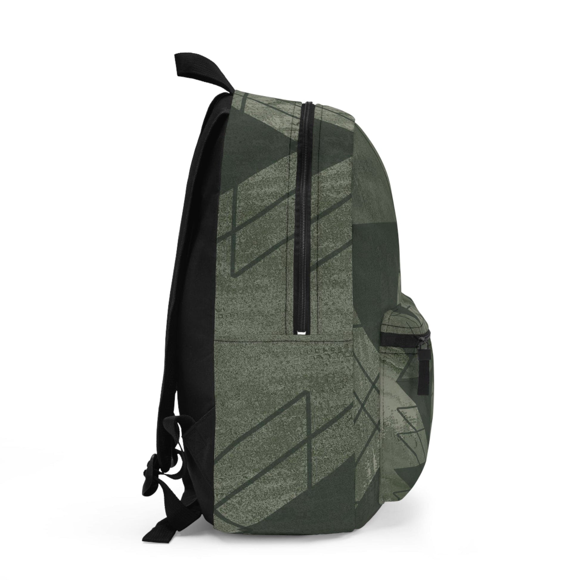 Backpack - Large Water-resistant Bag - Olive Green Triangular Colorblock-1