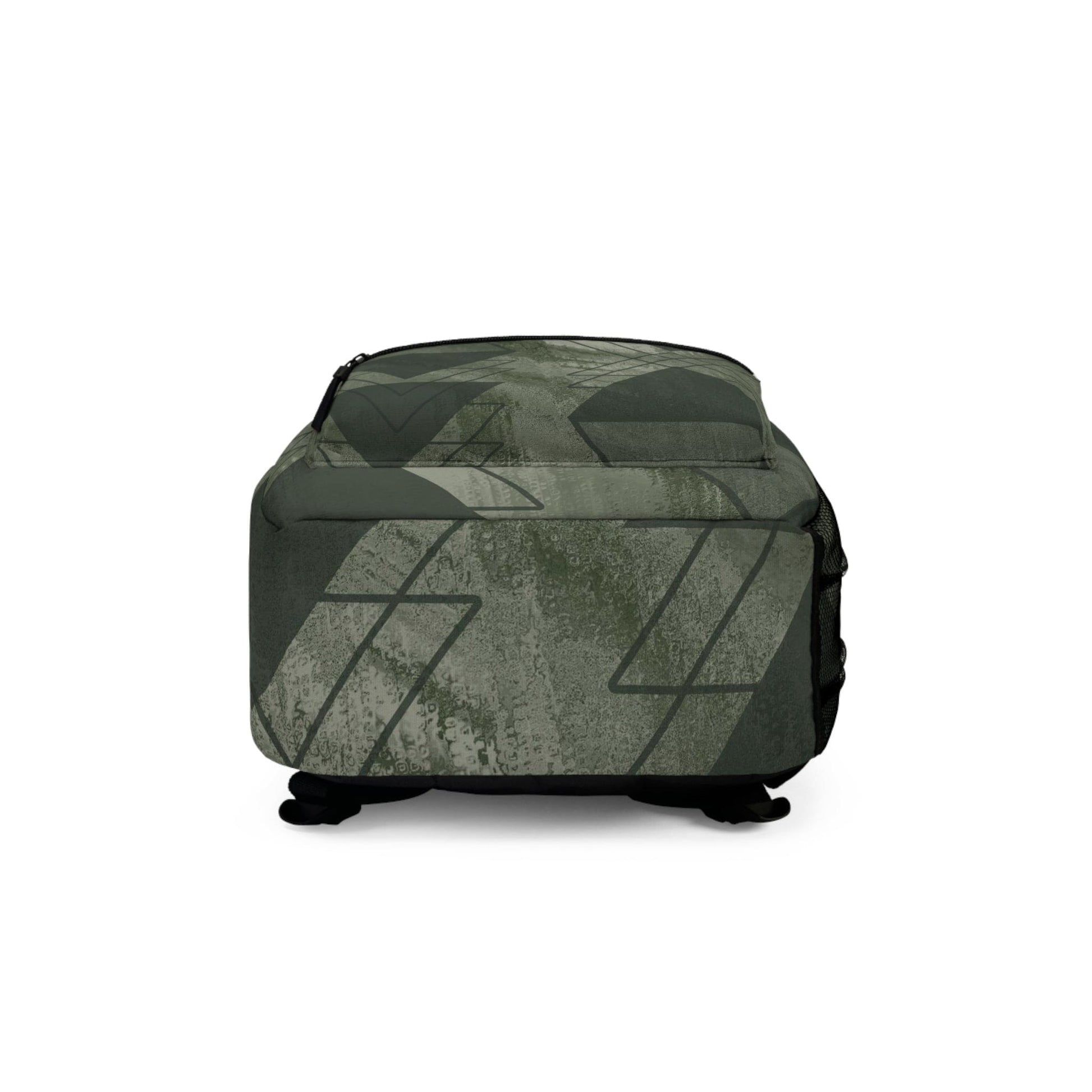 Backpack - Large Water-resistant Bag - Olive Green Triangular Colorblock-4