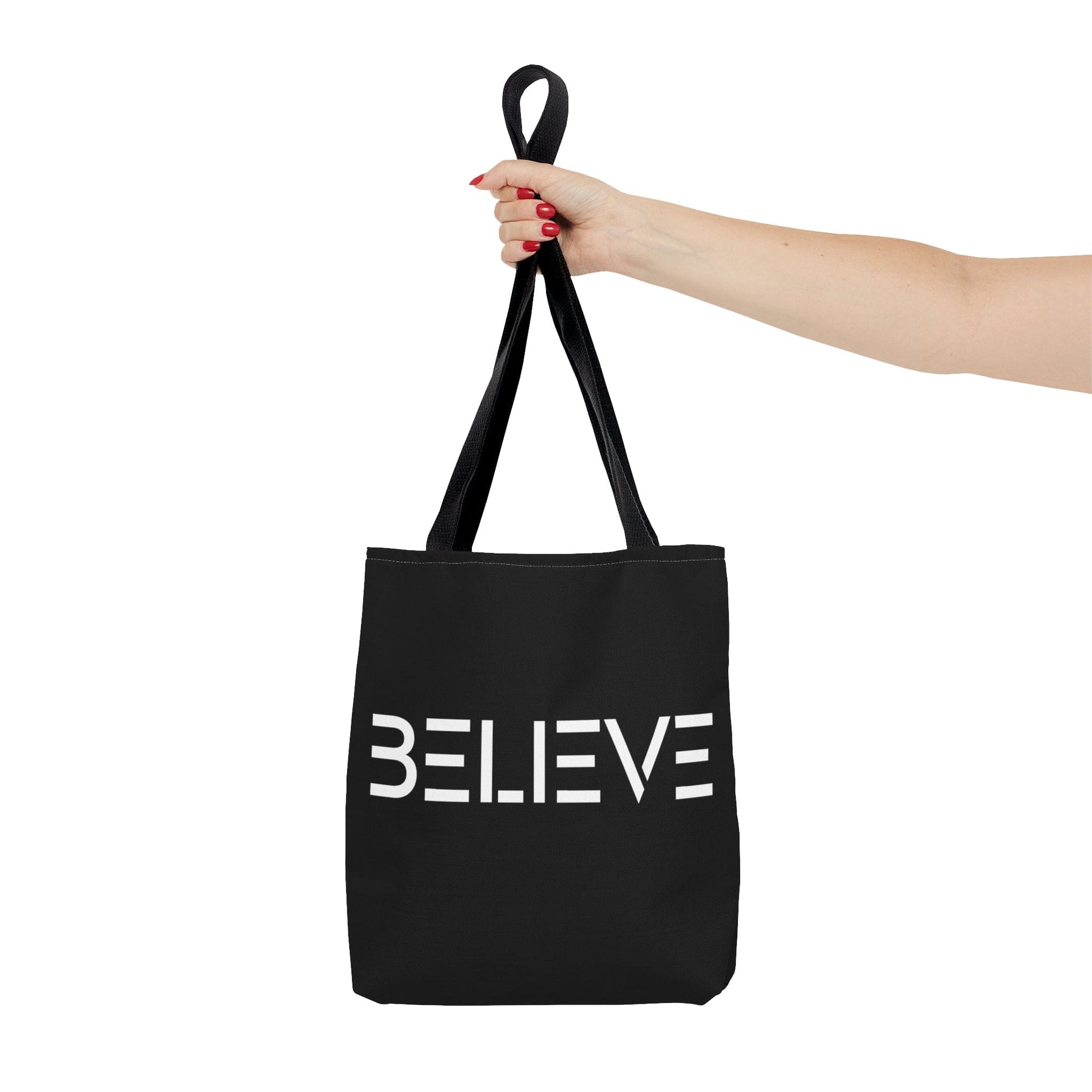 Large Tote Bag Believe White Print-4