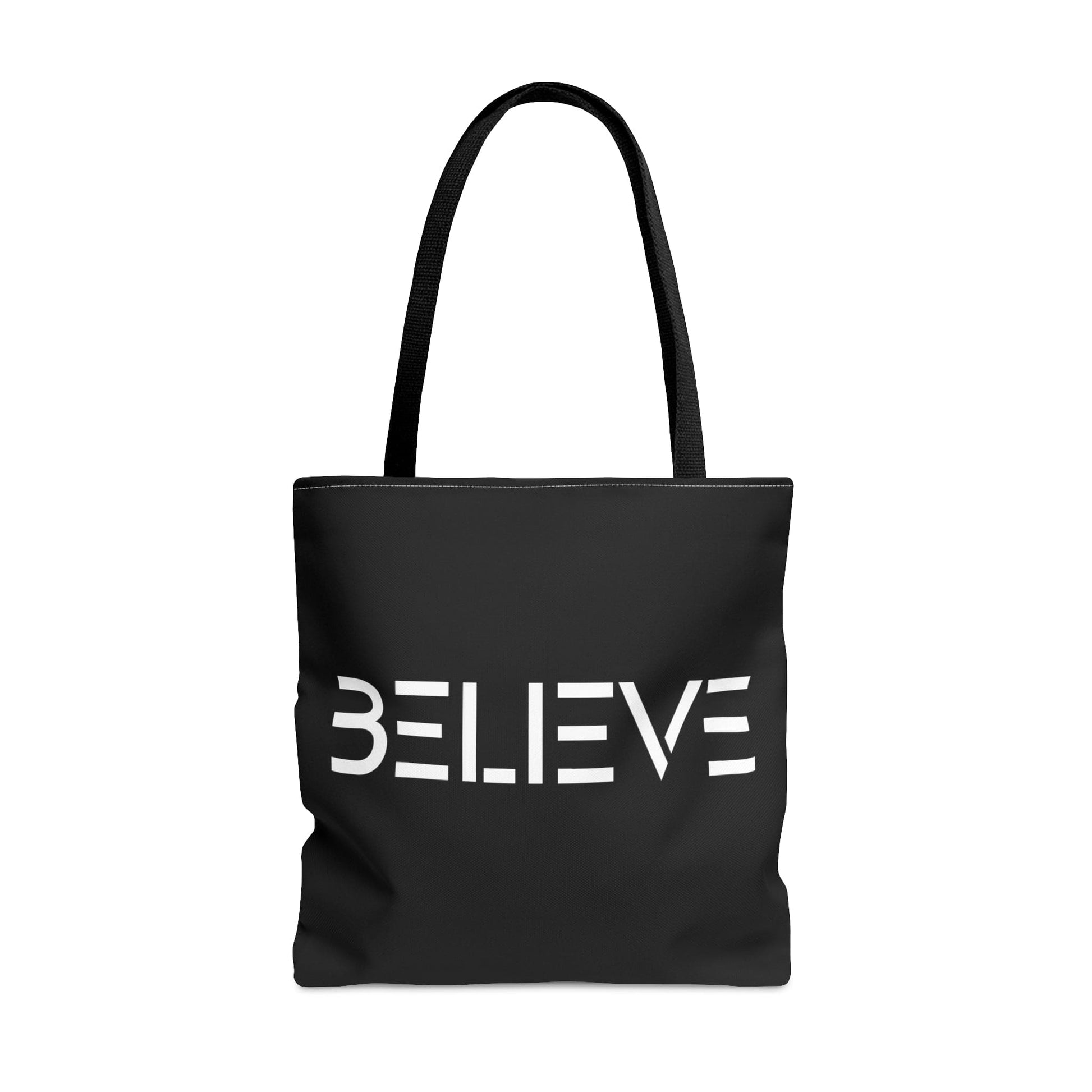 Large Tote Bag Believe White Print-1