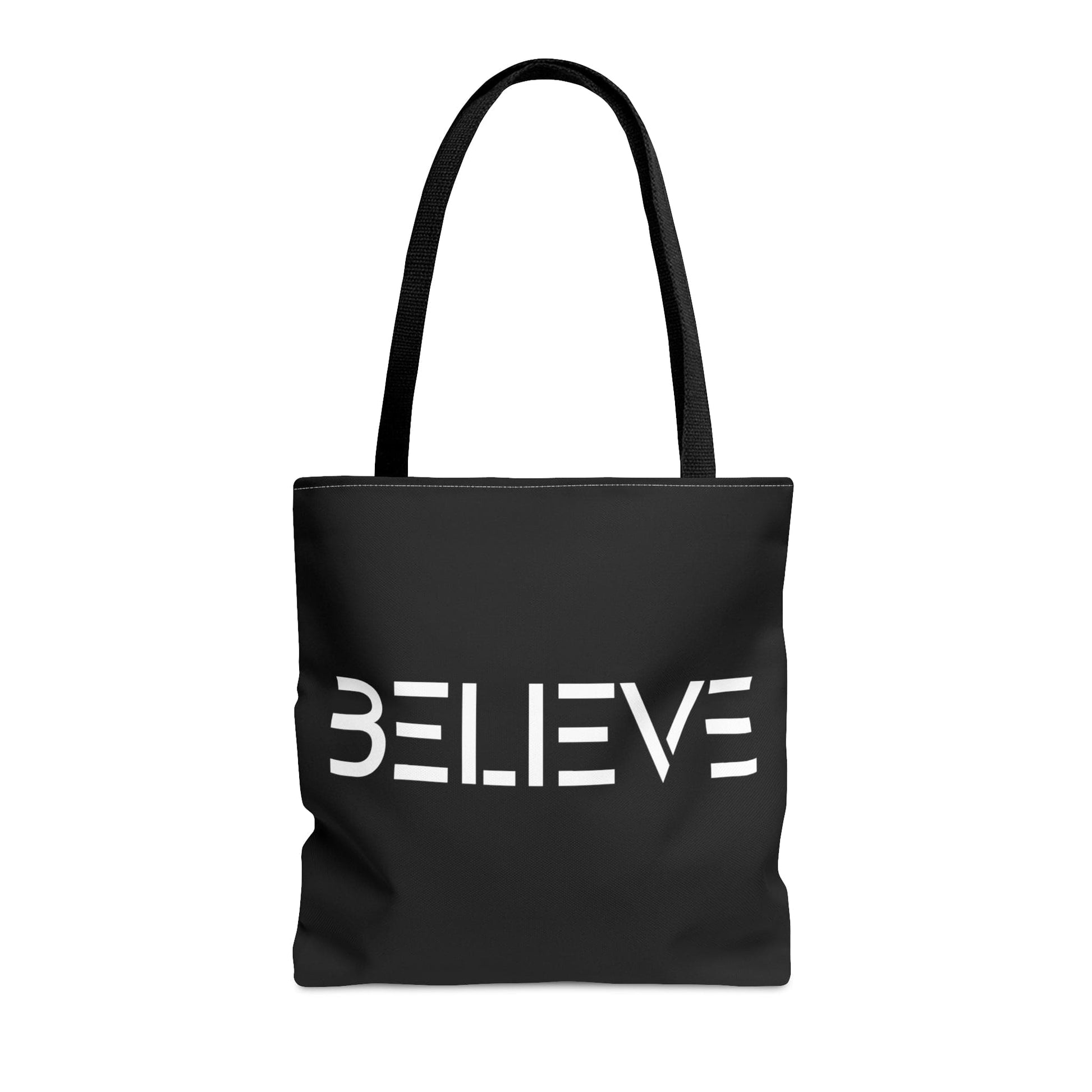 Large Tote Bag Believe White Print-2