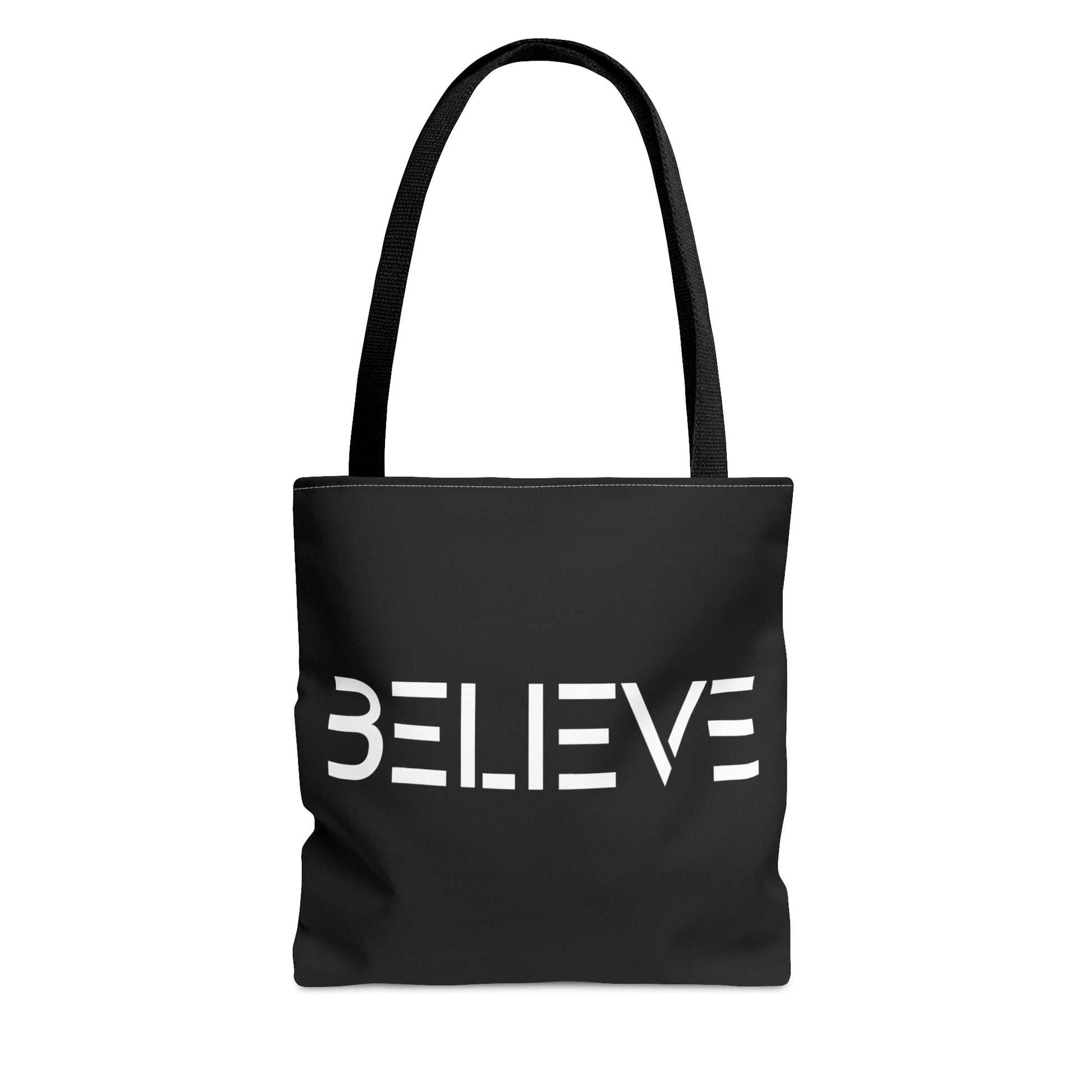 Large Tote Bag Believe White Print-0