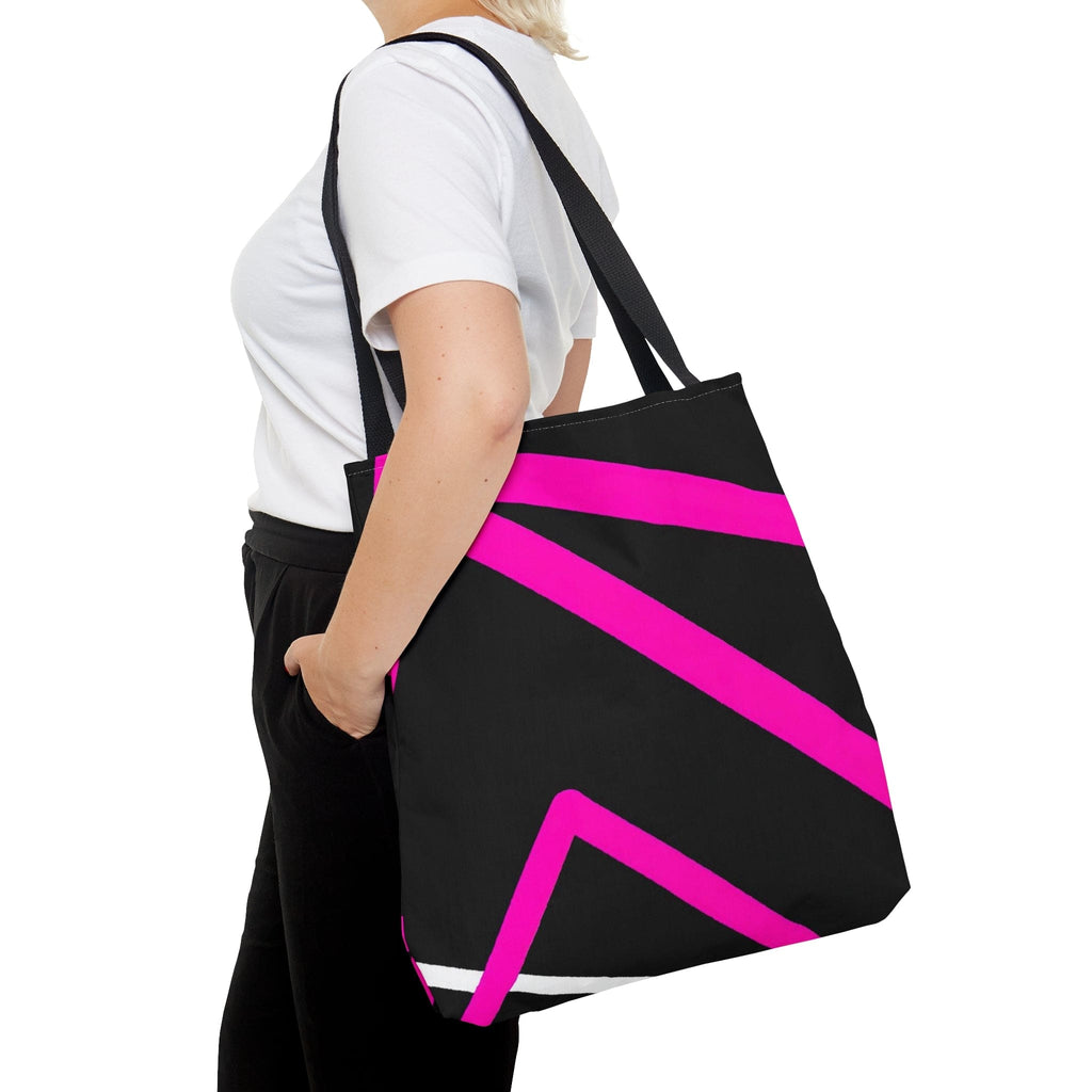 Large Tote Bag Black and Pink Pattern-4
