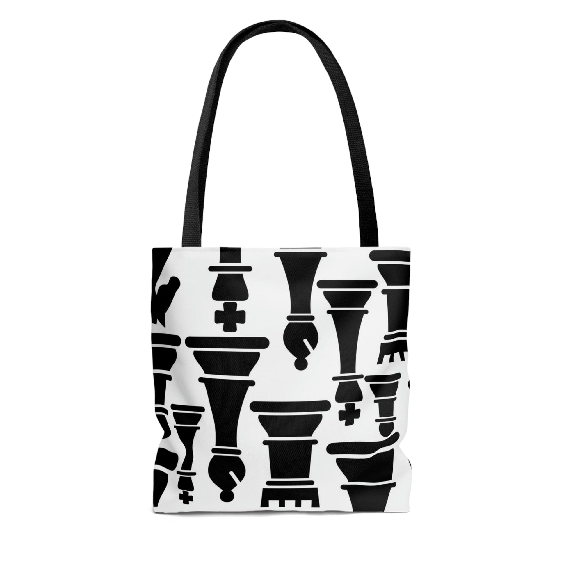 Large Tote Bag - Black and White Chess Print-3
