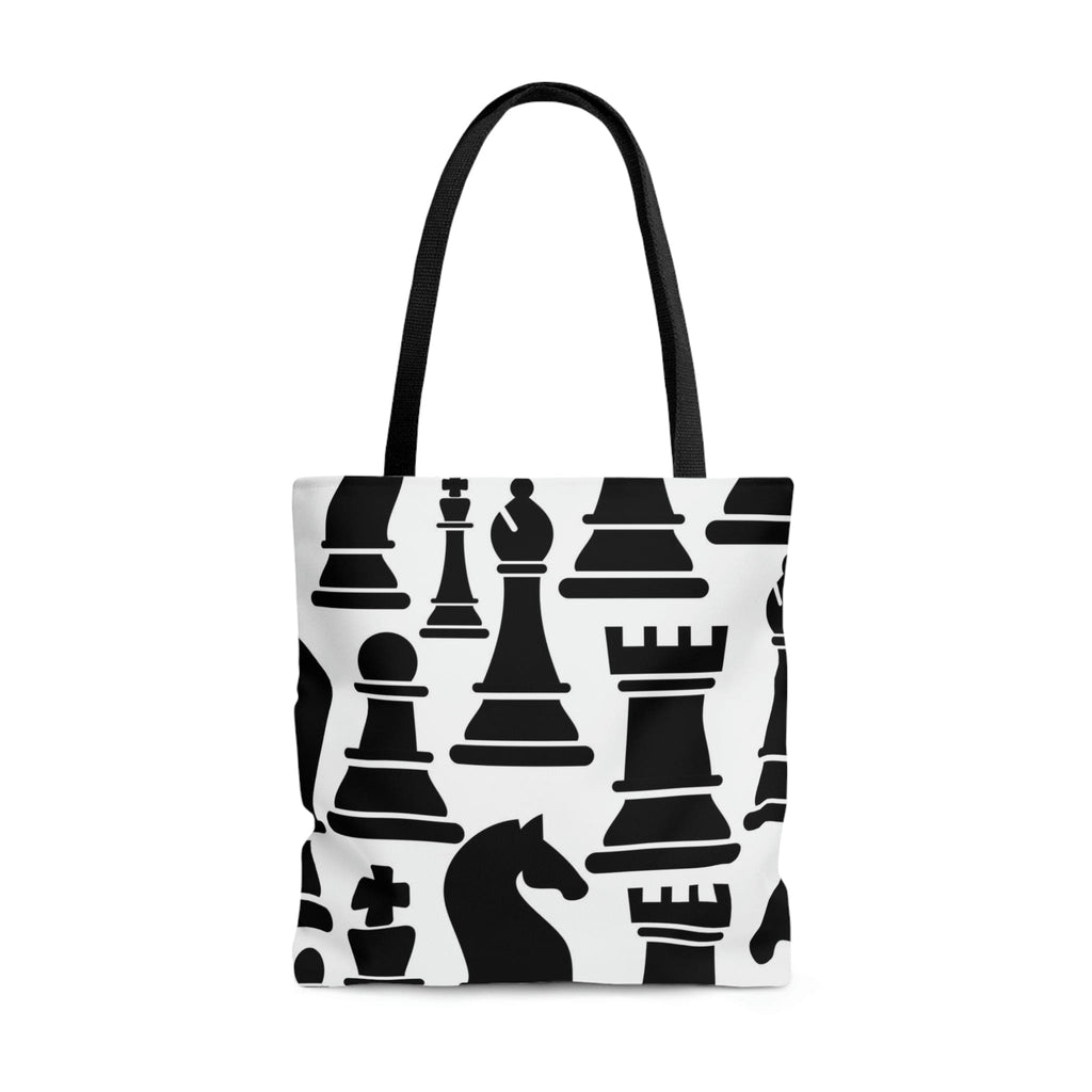 Large Tote Bag - Black and White Chess Print-0