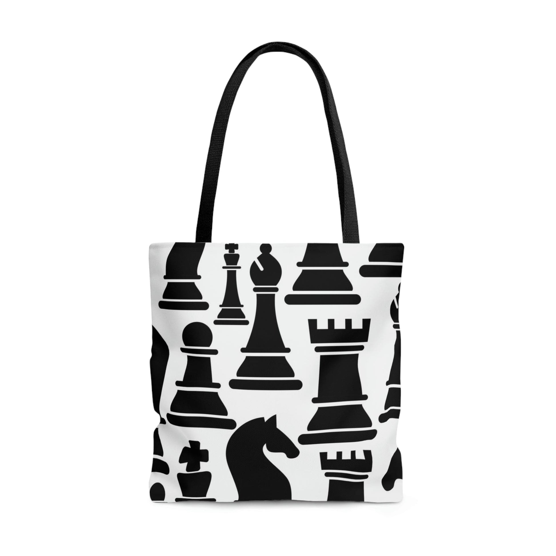 Large Tote Bag - Black and White Chess Print-0