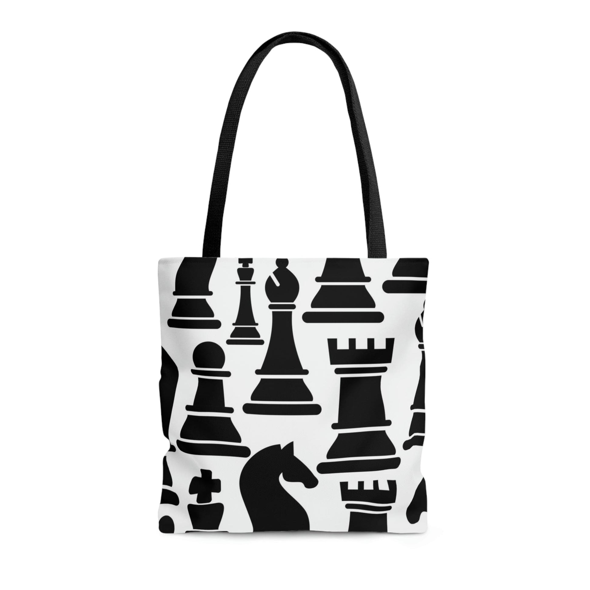Large Tote Bag - Black and White Chess Print-4