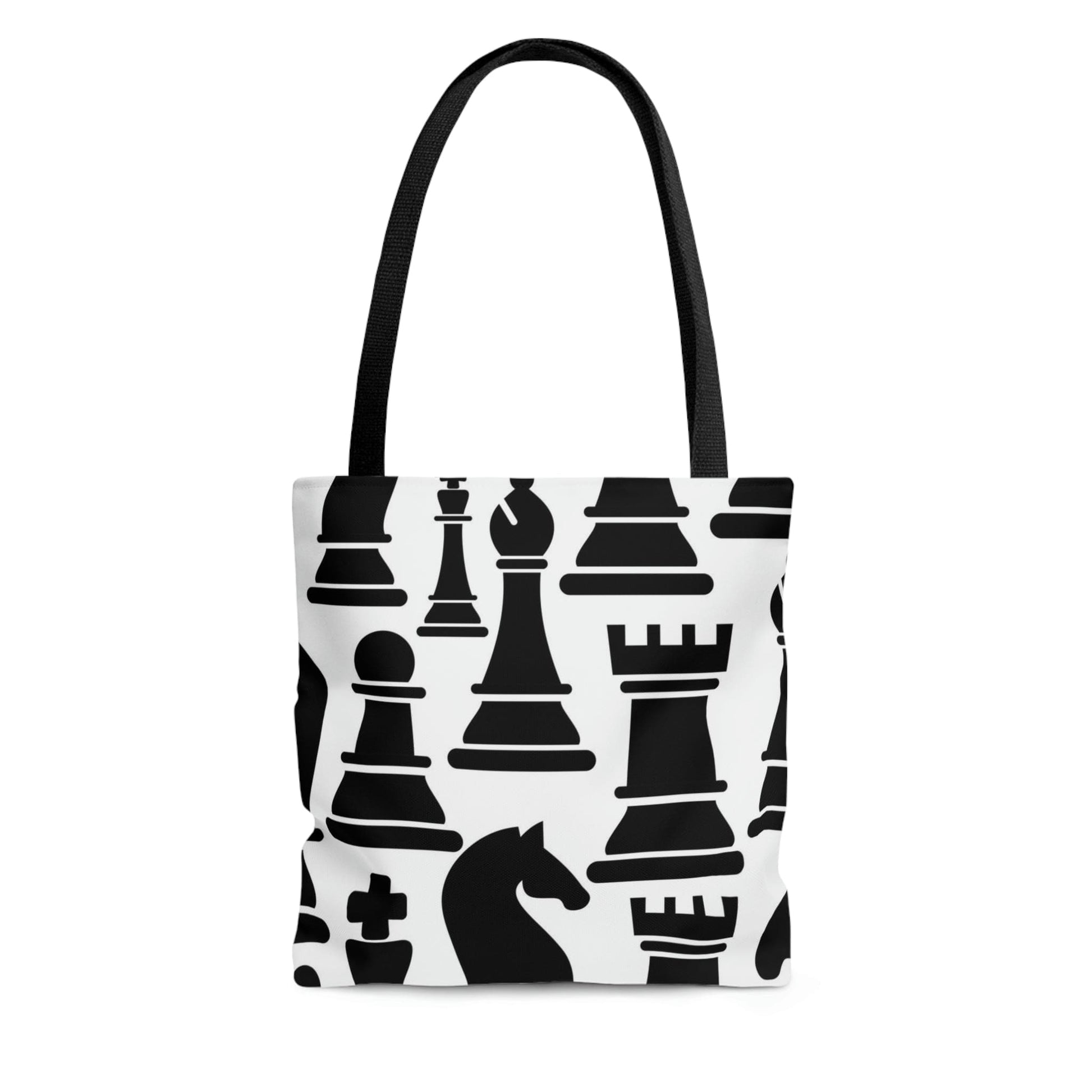 Large Tote Bag - Black and White Chess Print-2