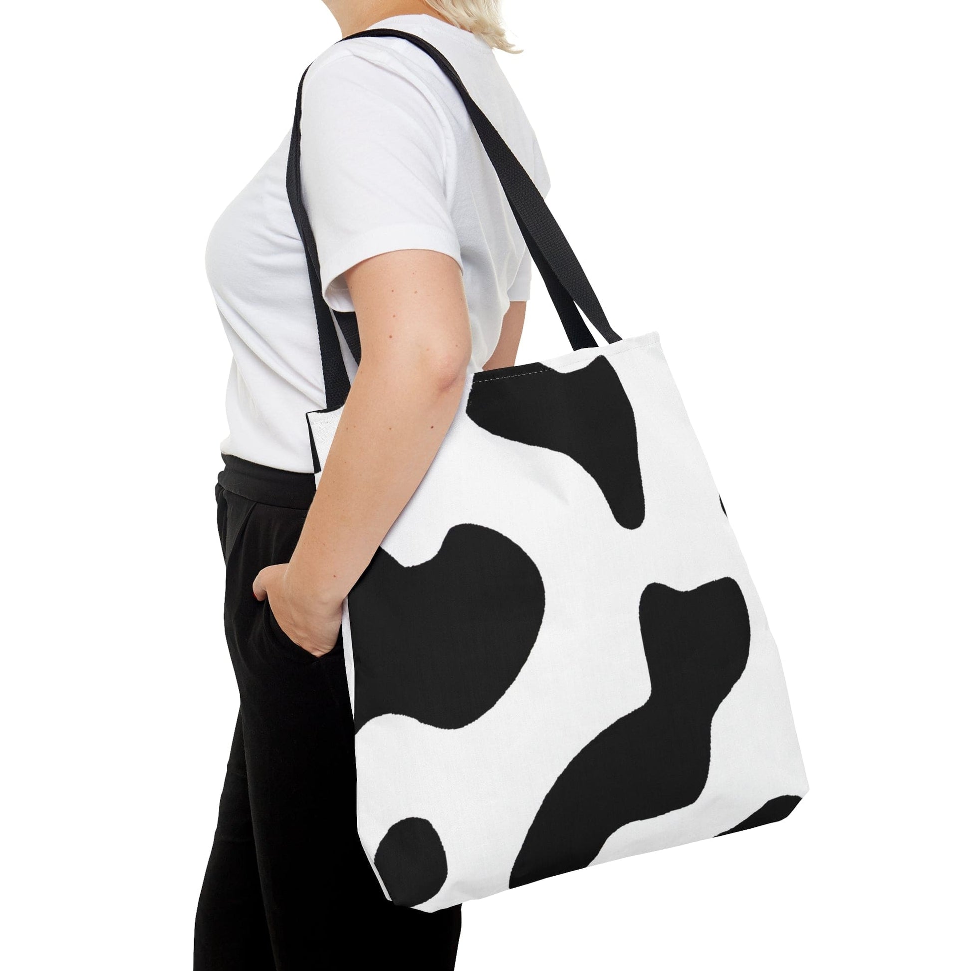 Large Tote Bag Black and White Cow Print-4