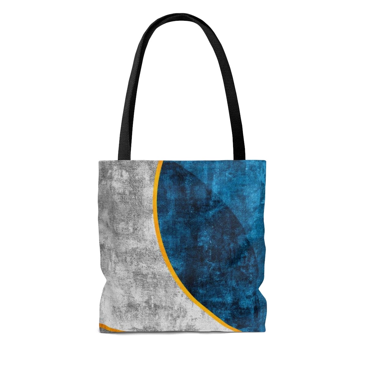 Large Tote Bag - Black Blue Grey Circular Geometric Print-3