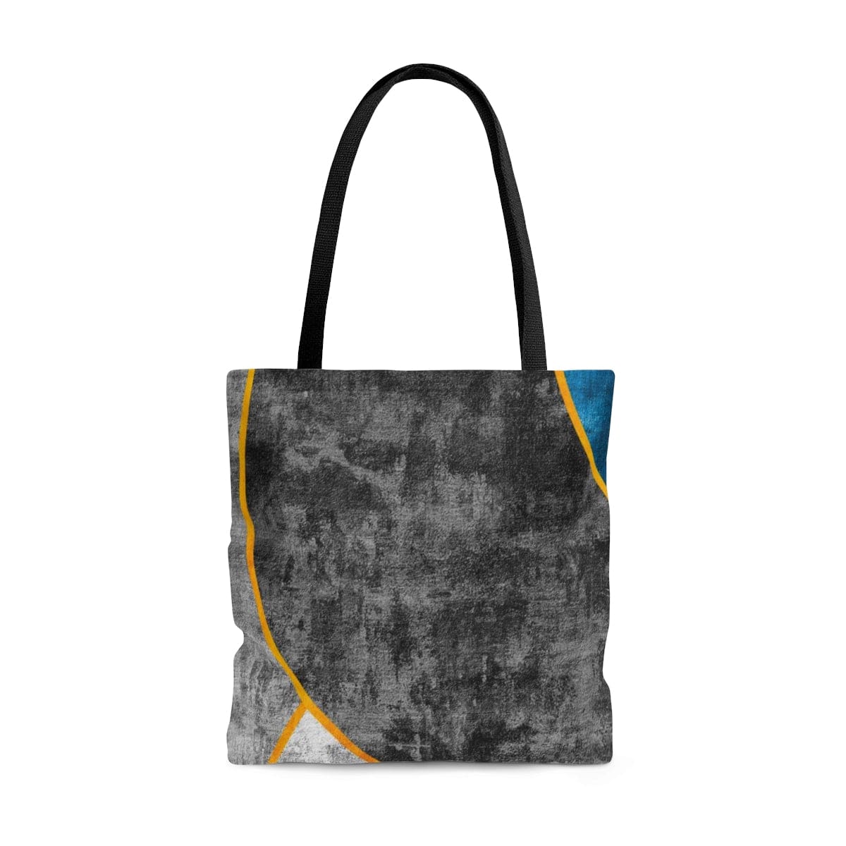 Large Tote Bag - Black Blue Grey Circular Geometric Print-0