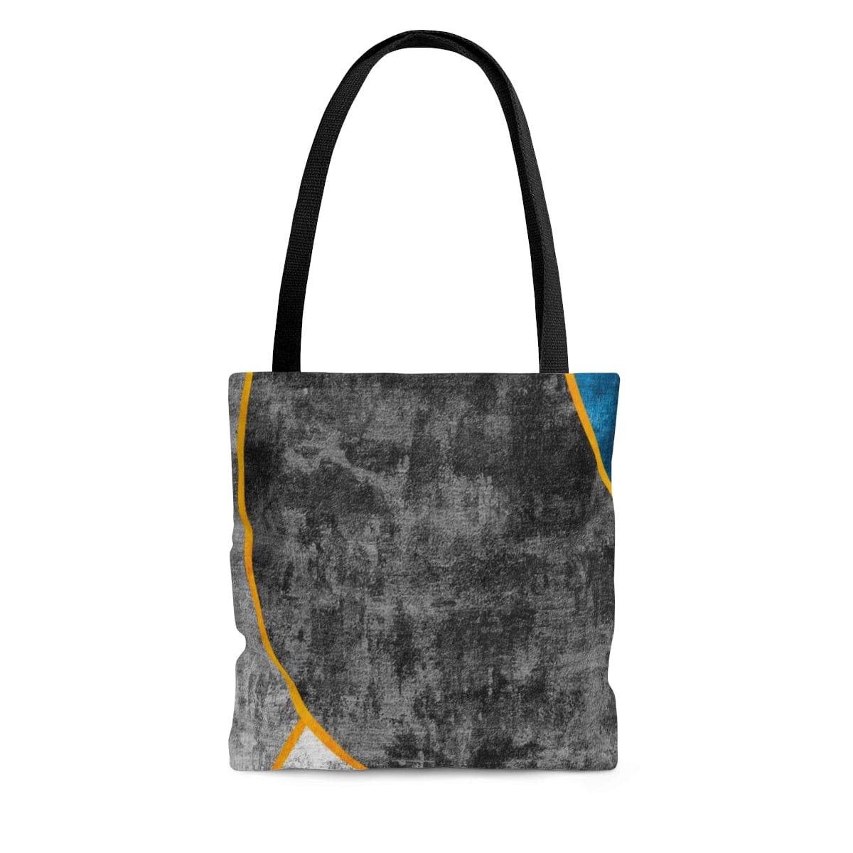 Large Tote Bag - Black Blue Grey Circular Geometric Print-2