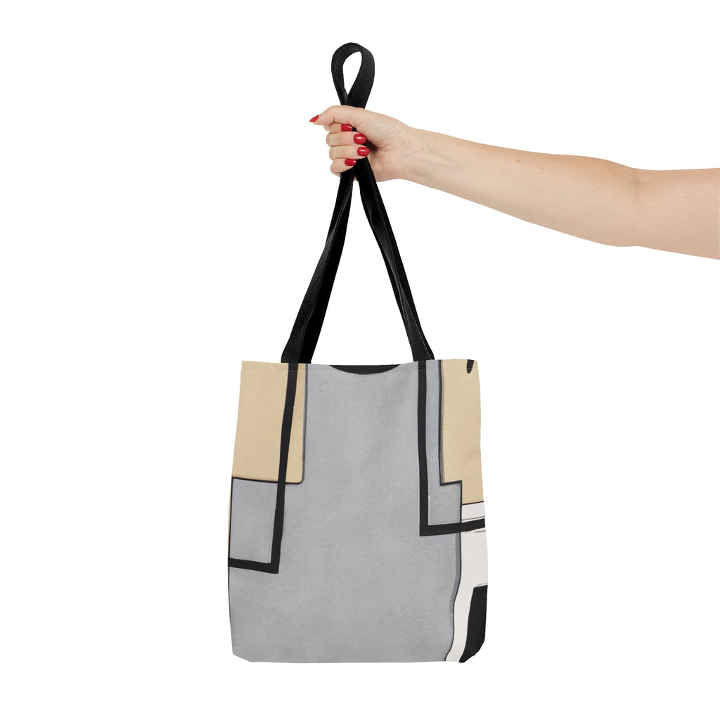 Large Tote Bag Black Grey Abstract Pattern-4