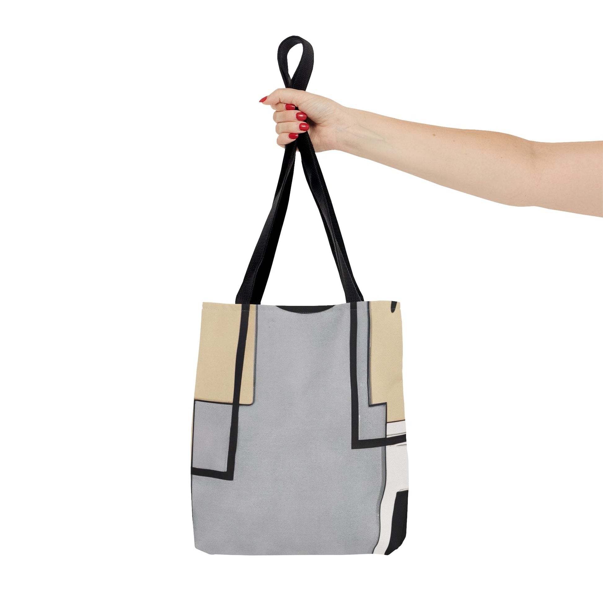 Large Tote Bag Black Grey Abstract Pattern-4