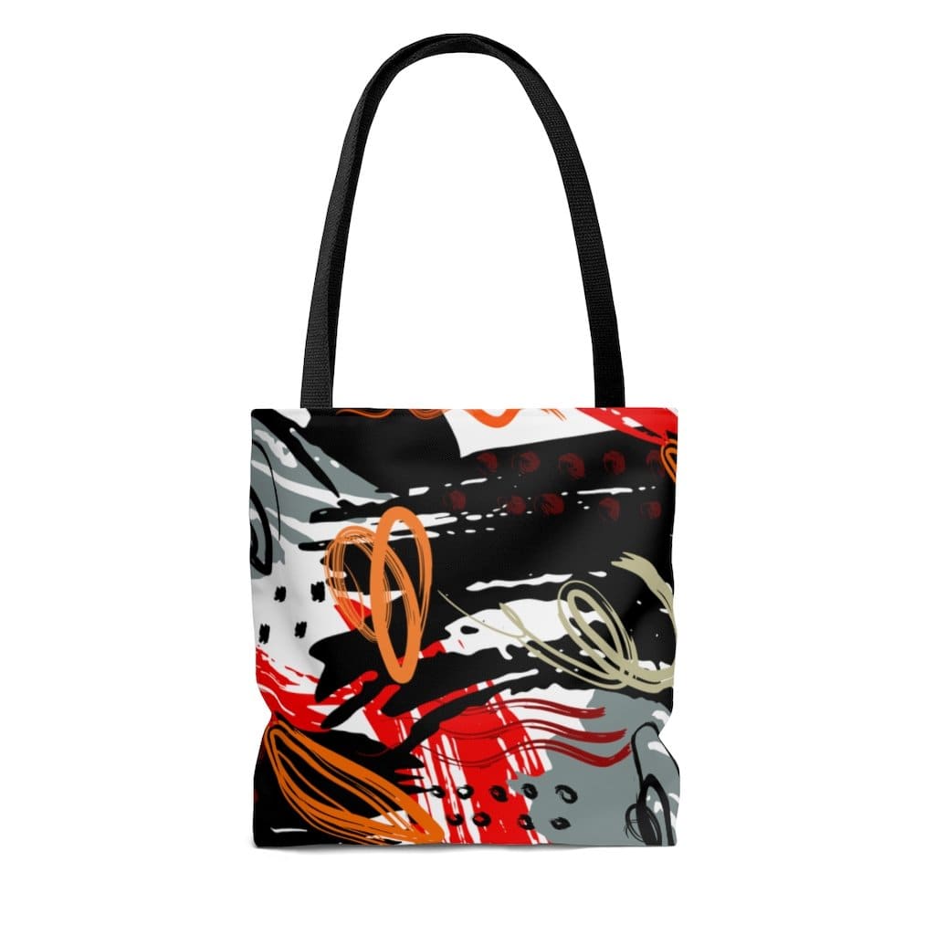 Large Tote Bag - Black Red Gray Abstract Style Shoulder Bag-1